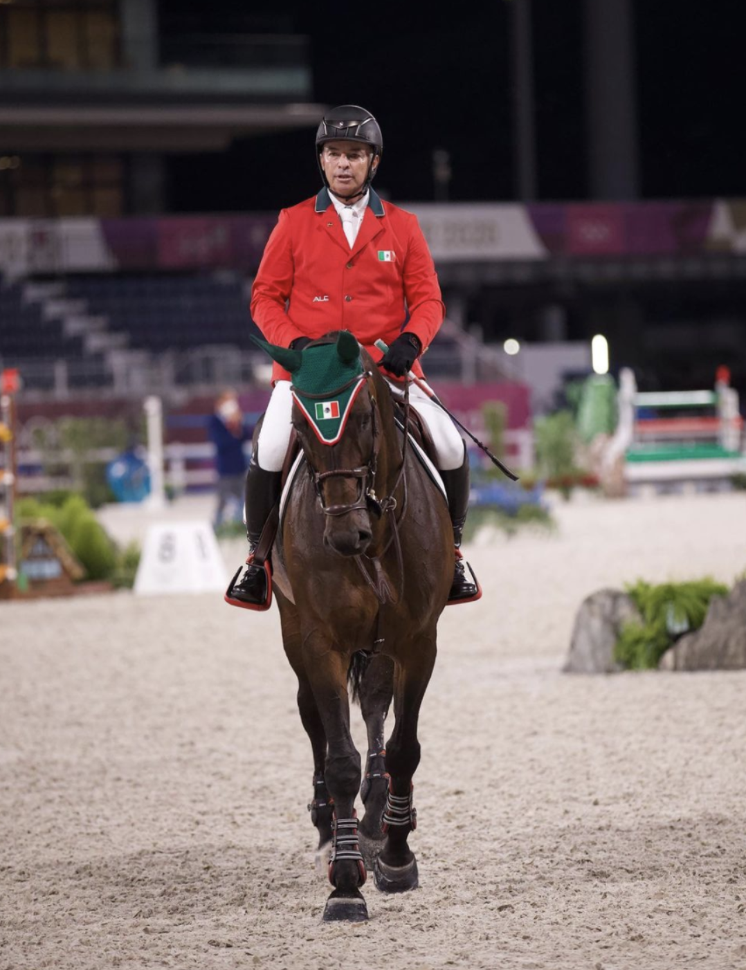 Enrique and Chacna after a clear round at the Tokyo Olympics. Photo: Monica Decima Photography.