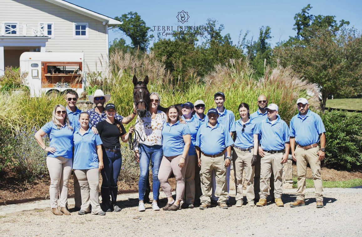 Part of the U.S. based Hyperion Stud Team after hosting a successful Holsteiner Verband inspection in September. Chin Tonic HS came for a meet and greet and is with the team.
