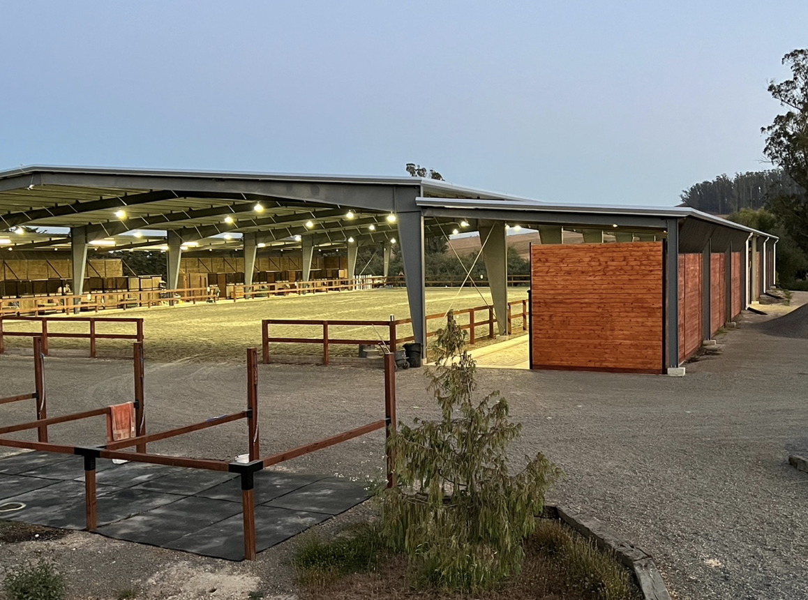 The new barn and arena at Jaz Creek. Photo by Josh Gnaizda