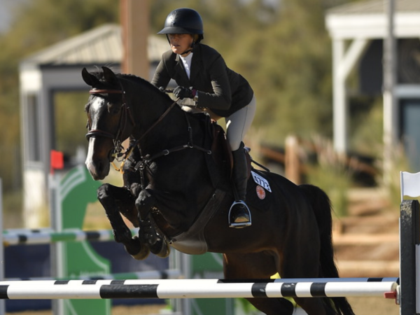 Meredith and current top mount Quinka at Sunshine Series. Photo/ Andrew Ryback.