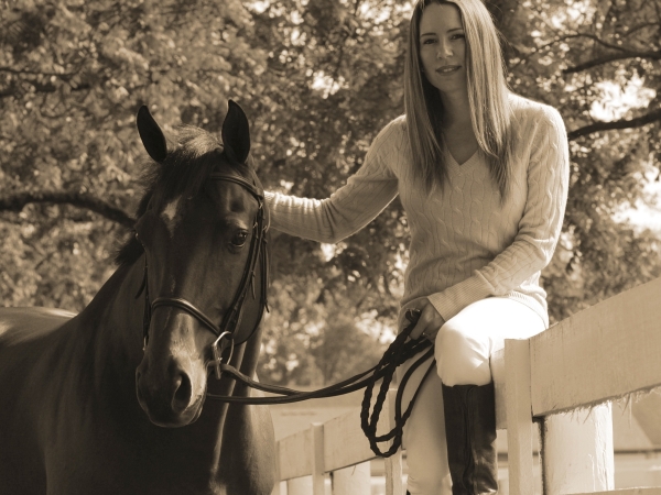 kate_on_fence_holding_horse_black-white_ky2_6743a.jpg